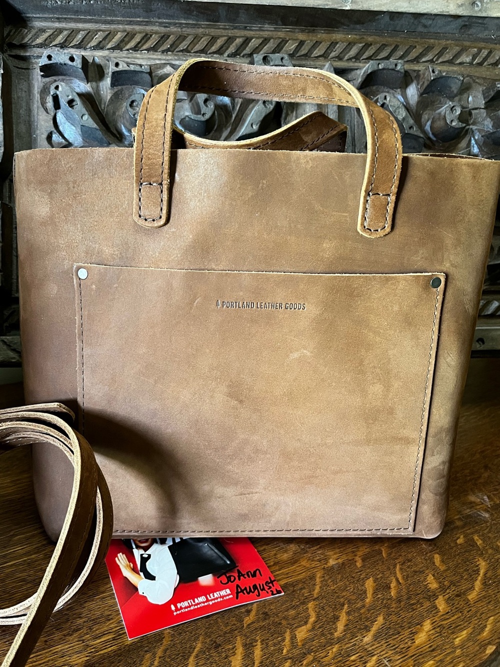 Portland Leather Gingerbread Brushed Leather Medium Crossbody Classic Tote